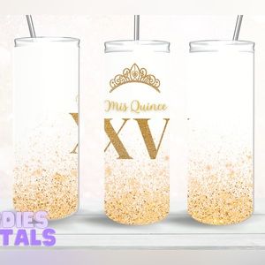 Mis Quince XV White & Gold Tumbler